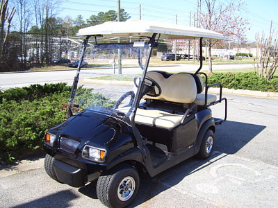 a golf cart with a golf cart